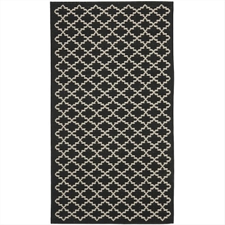 Safavieh 2 Ft. -7 In. X 5 Ft. Small Rectangle Indoor-Outdoor Courtyard- Black And Beige- Machine Made Rug CY6919-226-3